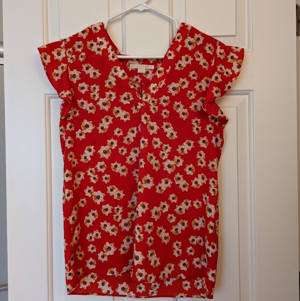 Floral red professional top